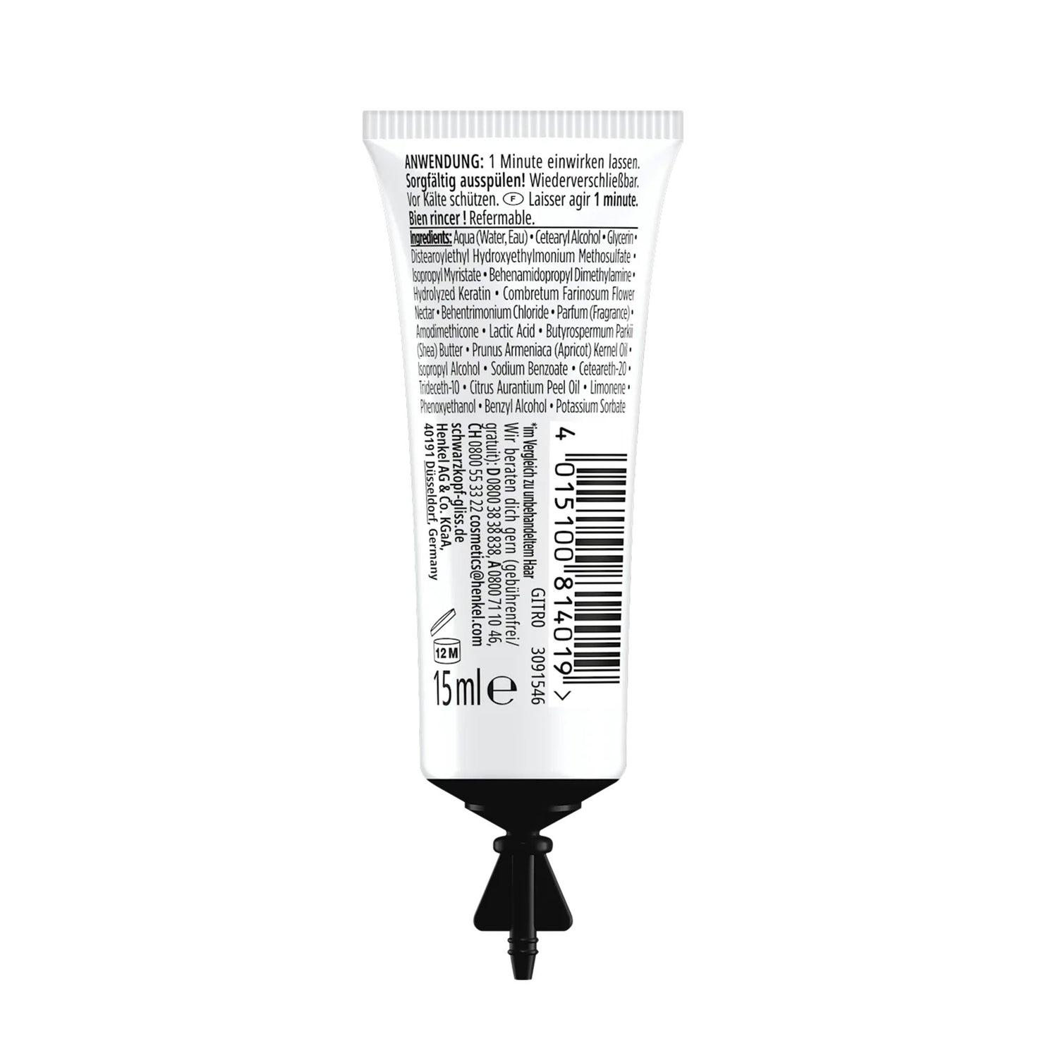 Schwarzkopf GLISS SOS Total Repair Hair Mask – Intensive Hair Care – 15 ml