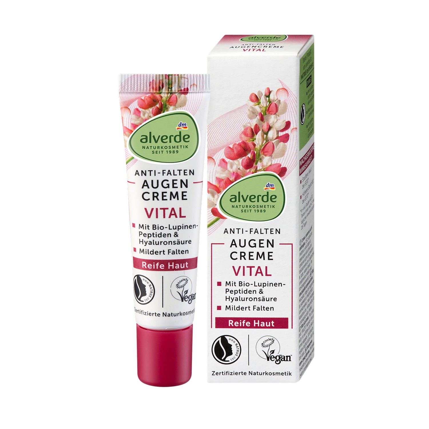 alverde NATURKOSMETIK Vital Eye Cream – Lupine Peptides & Hyaluronic Acid – 15 ml