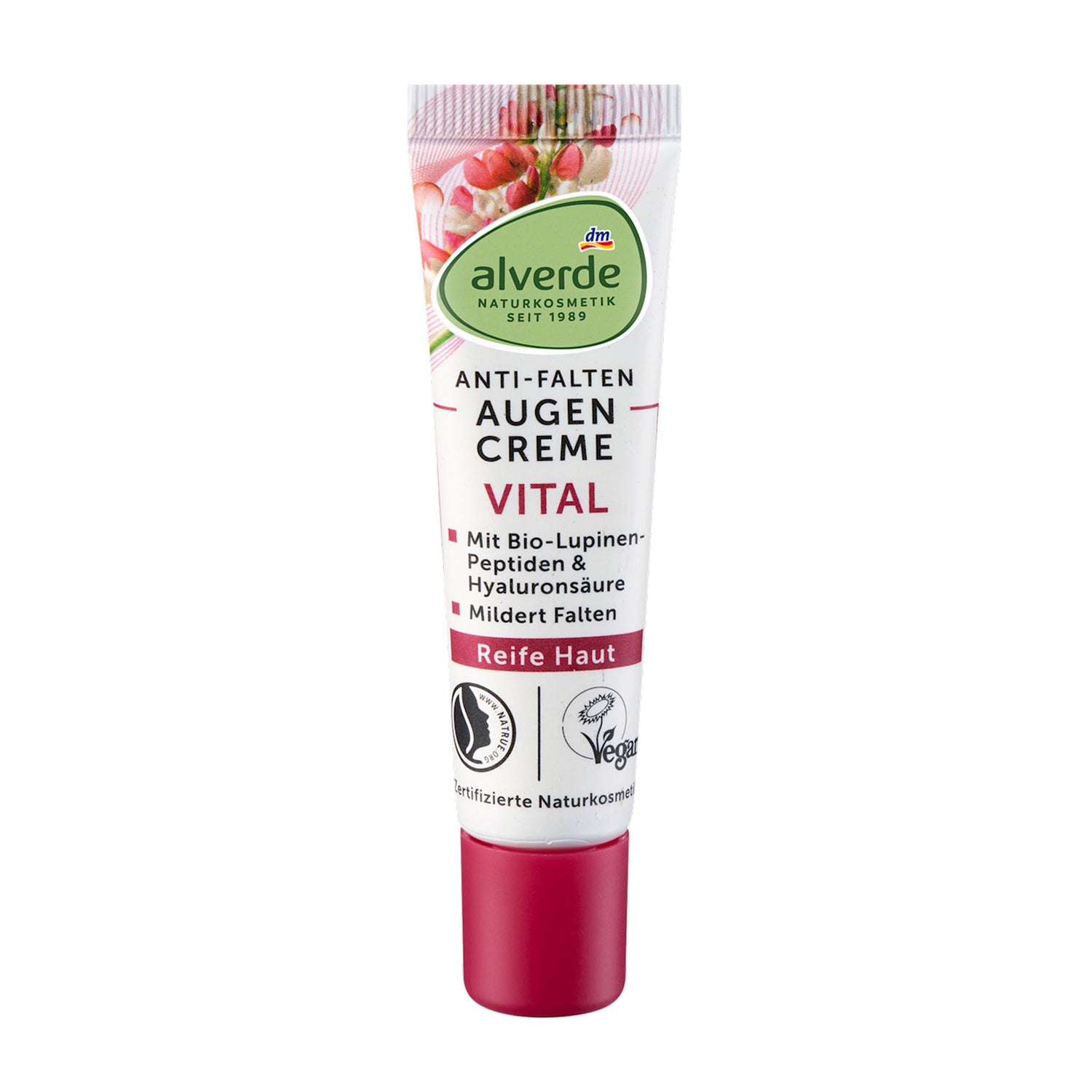 alverde NATURKOSMETIK Vital Eye Cream – Lupine Peptides & Hyaluronic Acid – 15 ml