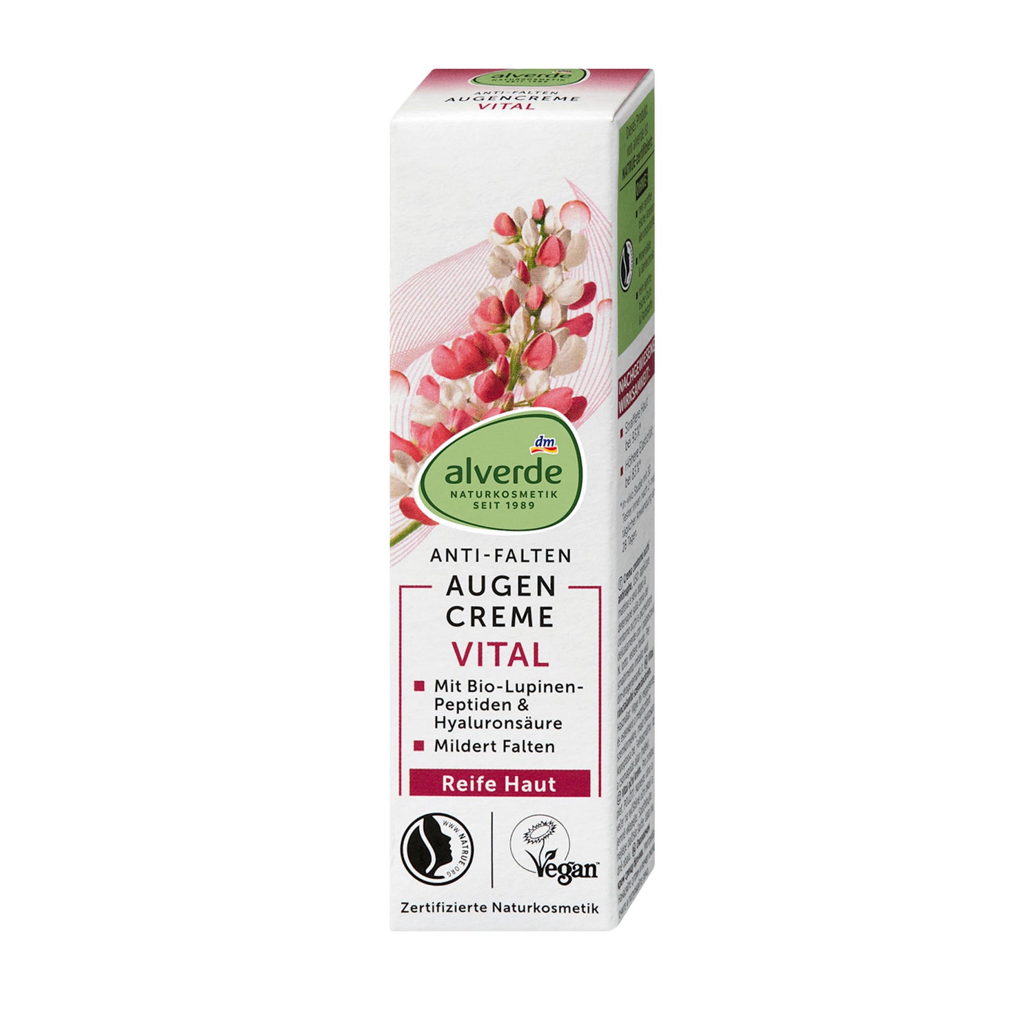alverde NATURKOSMETIK Vital Eye Cream – Lupine Peptides & Hyaluronic Acid – 15 ml