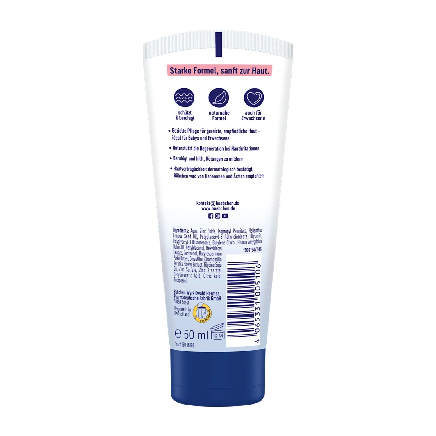 Bübchen SOS Zinc Ointment – Zinc Oxide & Panthenol Soothing Skin Care – 50 ml