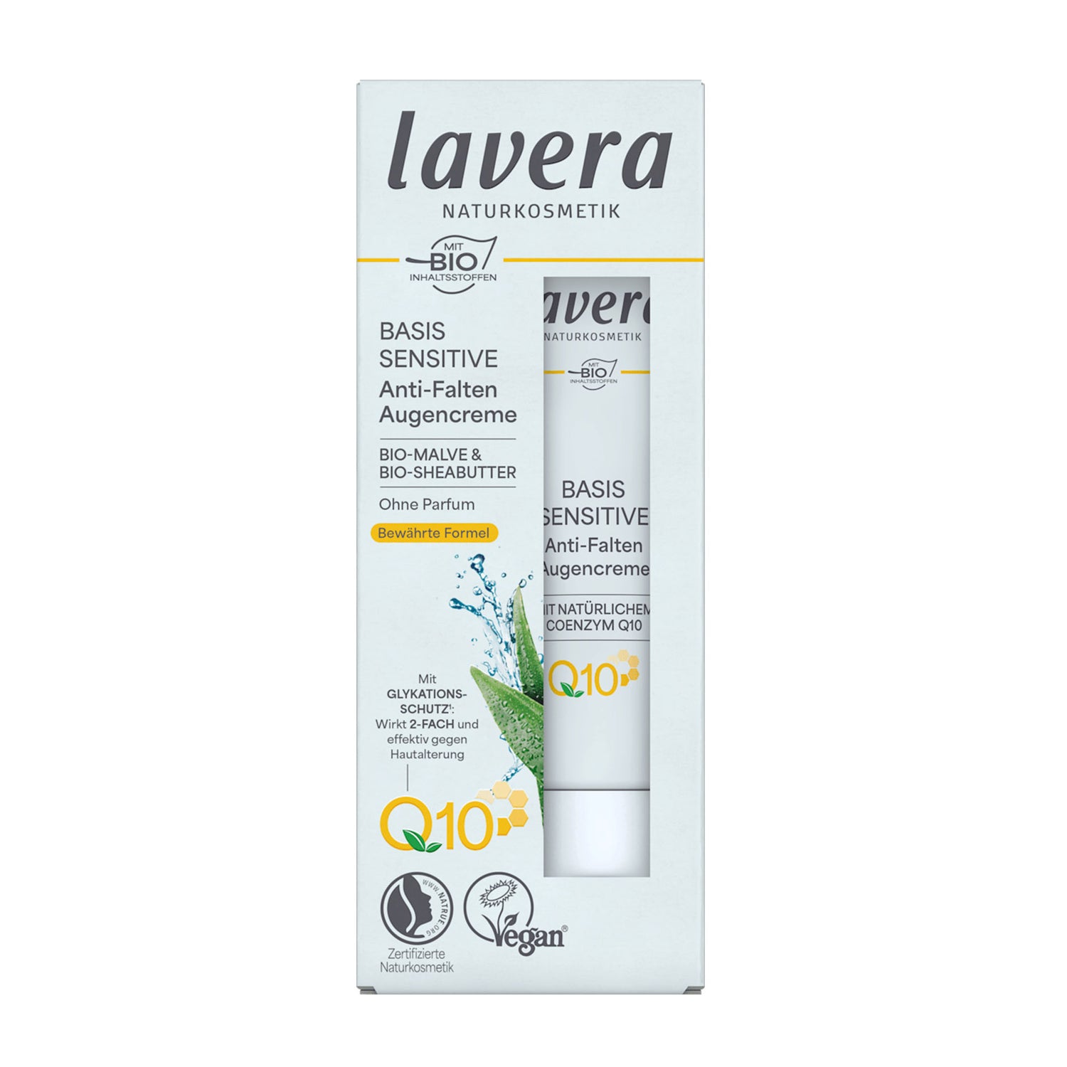 lavera Basis Sensitiv Q10 Anti-Wrinkle Eye Cream – Organic Mallow & Shea Butter – Vegan – 15 ml