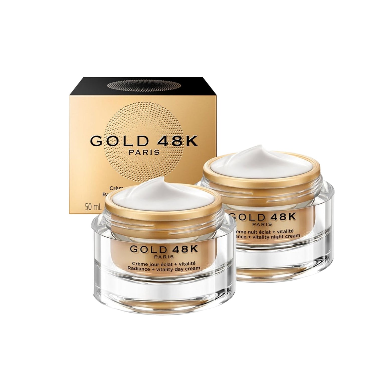 Gold 48K Radiance & Vitality Day and Night Cream Duo – Pure Gold & Hyaluronic Acid – 2 × 50 ml