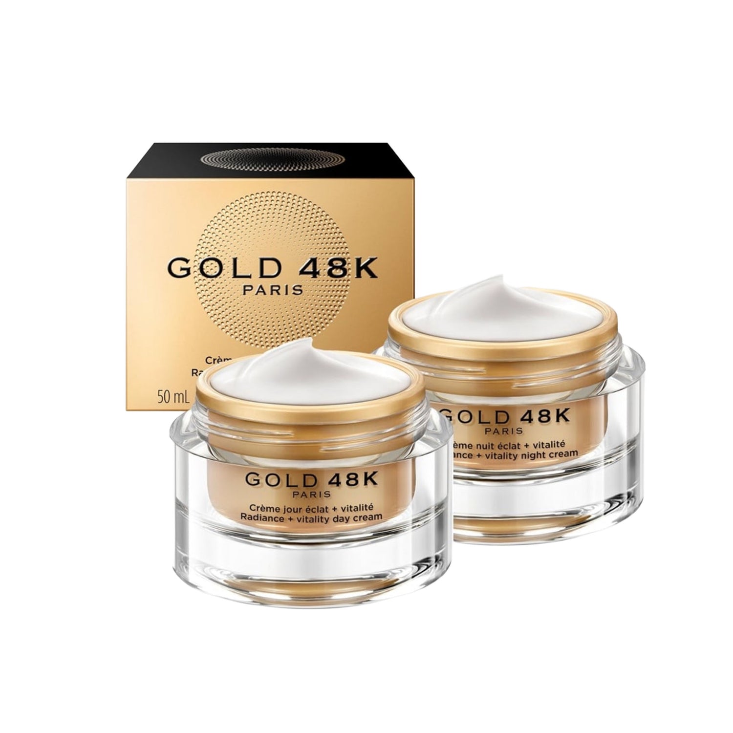 Gold 48K Radiance & Vitality Day and Night Cream Duo – Pure Gold & Hyaluronic Acid – 2 × 50 ml