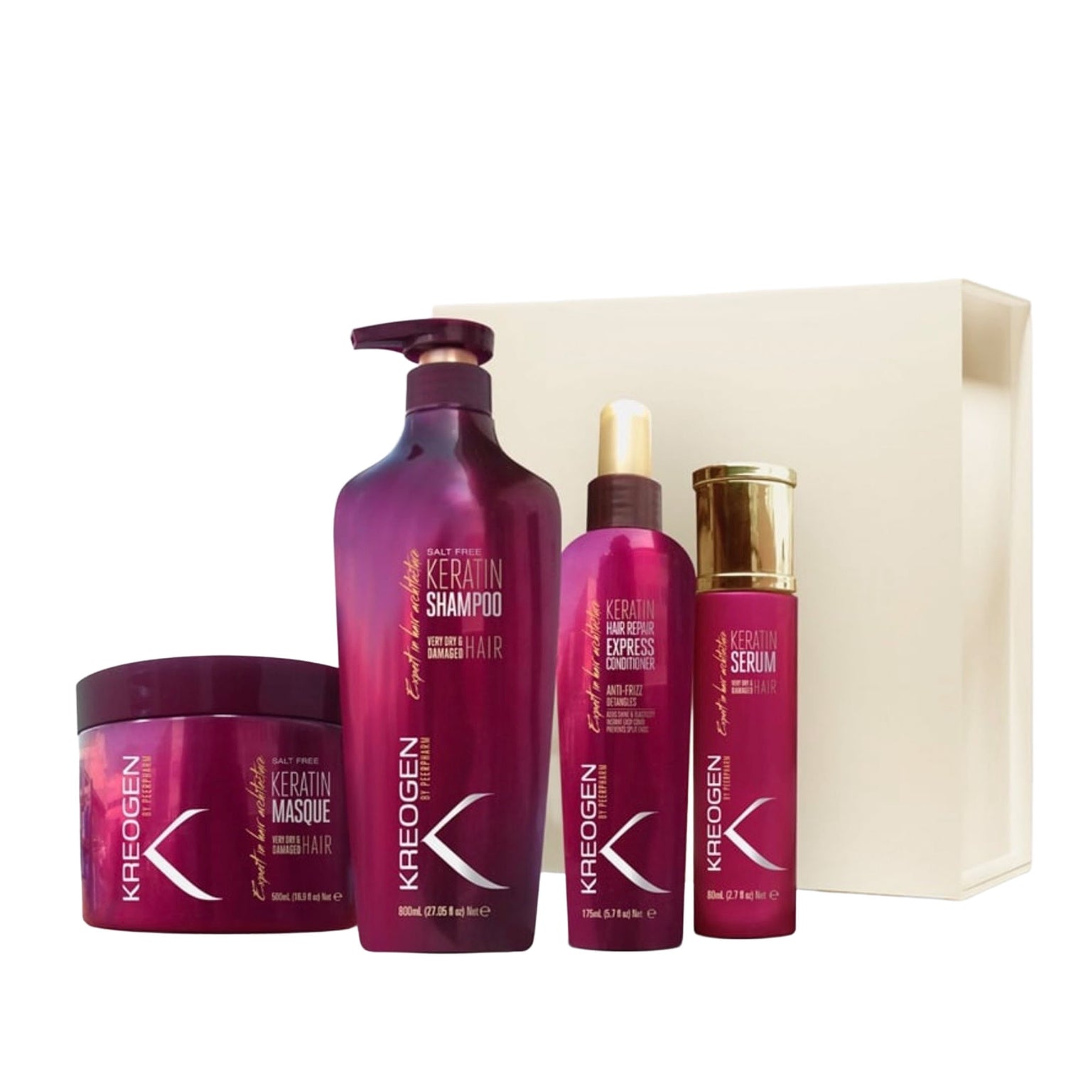 Kreogen Keratin Hair Care Set for Dry & Damaged Hair – 4 Pieces