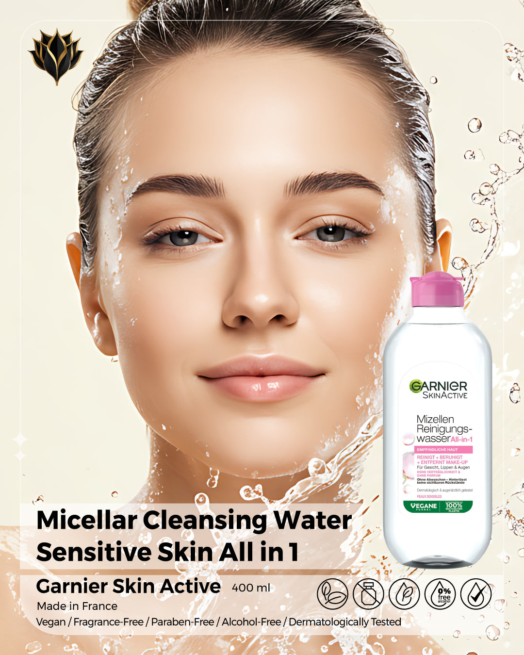 Micellar Cleansing Water Sensitive Skin All in 1 – Garnier Skin Active, 400 ml