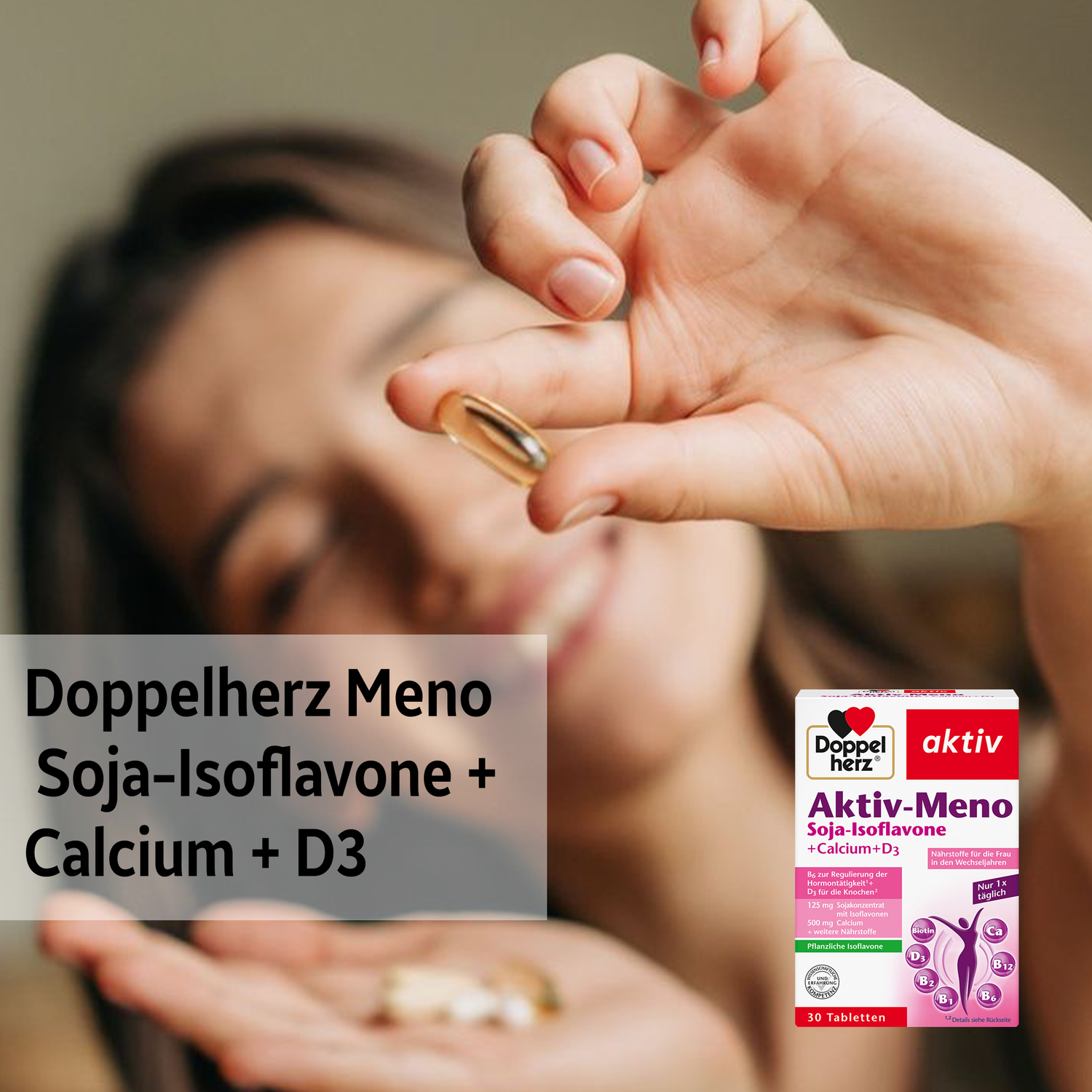 Aktiv-Meno Menopause Support Tablets – Doppelherz – With Soy Isoflavones, Calcium & Vitamin D3 (30 Tablets)